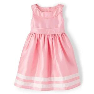 Gymboree Girls Pretty in Pink & White Shiny Formal Ribbed Dress 5t